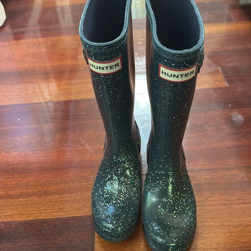 Girls Blue Sparkle Hunter Boots